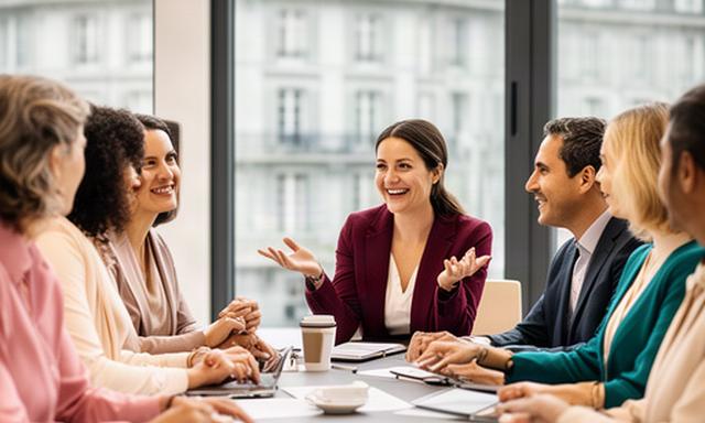 Deutsche Sprachschulung mit Mitarbeitenden an einem Tisch in einem Genfer Büro